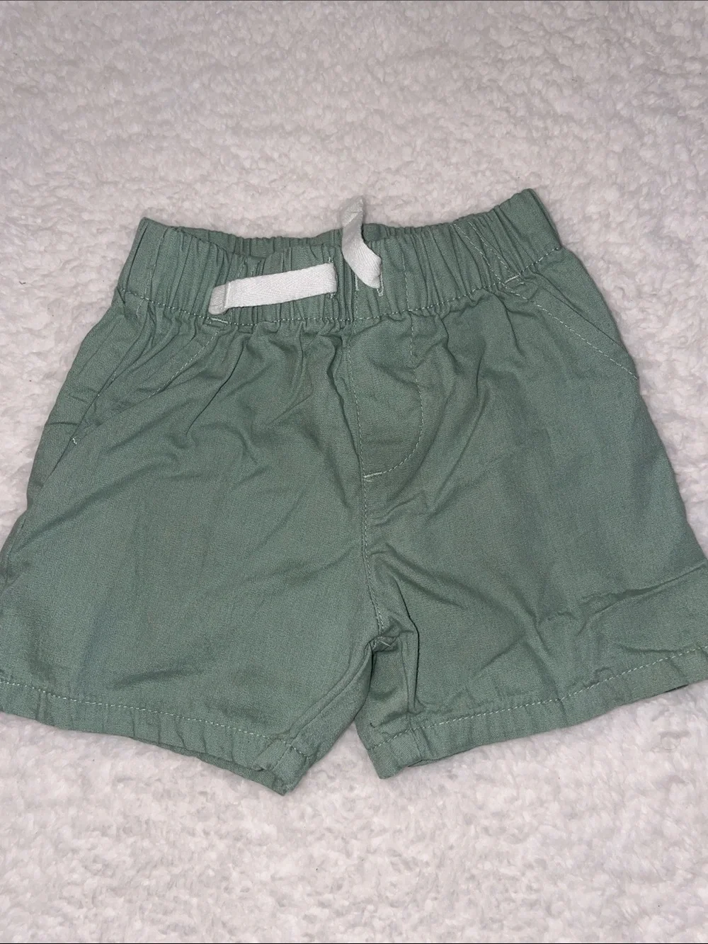 Carter's White Pineapple Button-Up Top with Sage Green Shorts